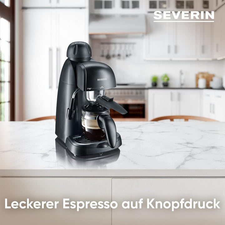 SEVERIN Espresso machine, Aparat de cafea mic pentru până la 4 cești de espresso, Aparat de cafea cu spumă de lapte pentru specialități de cafea cu lapte, Ideal pentru persoane singure, Negru, KA 5978
