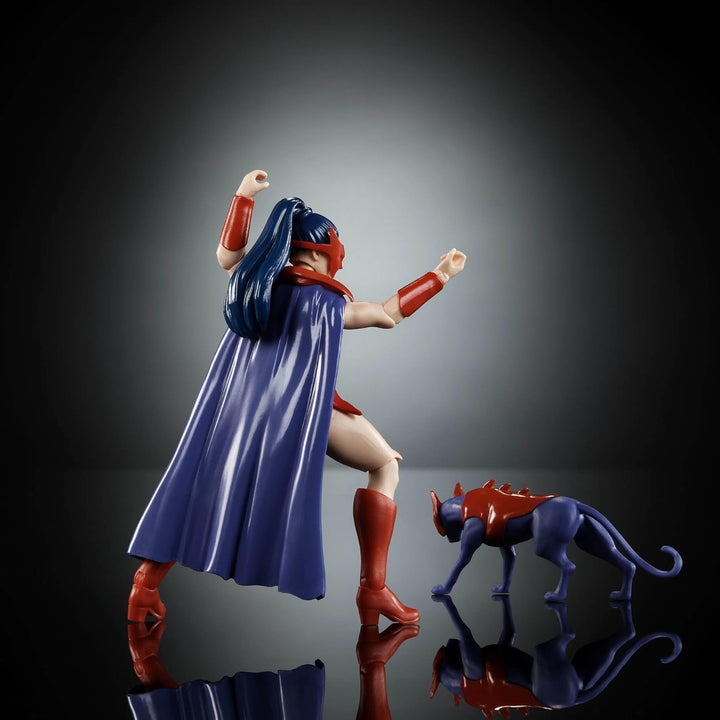 Masters of the Universe Origins Action Figure Catra din colecția de desene animate, aprox. 14 cm înălțime, eroină din serialul TV din anii 1980, prințesa puterii, design detaliat și accesoriu pentru pisică, JBM84