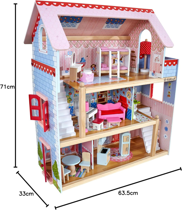 Kidkraft Dollhouse Chelsea din lemn cu mobilier și accesorii pentru mini păpuși, set de joacă pentru mini păpuși, jucărie pentru copii de la 3 ani, 65054, exclusiv la Amazon
