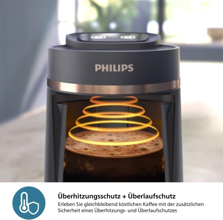 Cafetieră turcească Philips seria 5000 - funcție de preparare lentă, capacitate de 4 căni, protecție la supraîncălzire și revărsare, indicator de pregătire, butoane Easy Touch, oprire automată (HDA150/60)