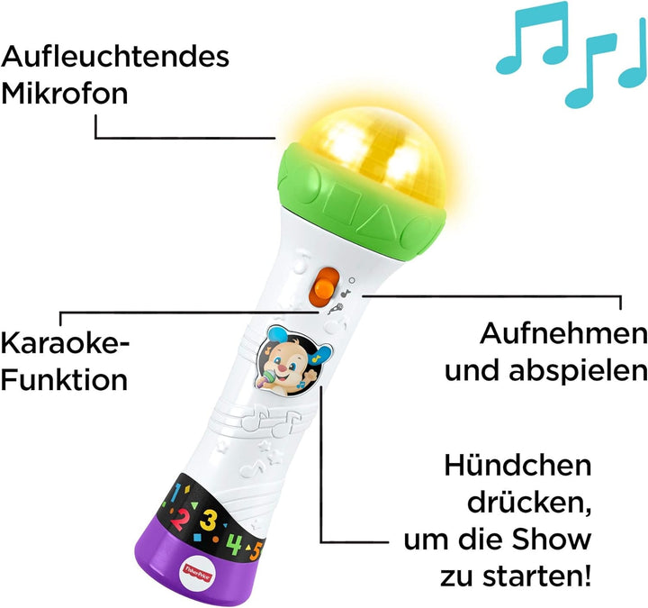 Fisher-Price FBP32 Microfon distractiv de învățare jucărie de învățare pentru litere numere culori și propoziții cu funcție de înregistrare, de la 18 luni vorbitor de germană Jucarii Bebe Naty Shop