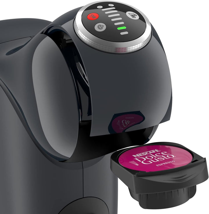 NESCAFÉ Dolce Gusto Genio S plus de Krups, Espressor compact cu capsule, Capacitate 0,8 litri, 1500 wați, Avertizare automată de detartrare, Cosmic Gray, KP340B