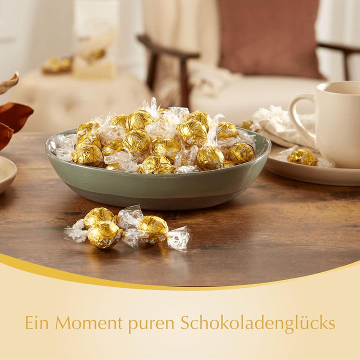 Lindt Schokolade LINDOR Kugeln Weiß | 137G Beutel | Ca. 10 Schokoladen Kugeln Weiße Schokolade Mit Zartschmelzender Füllung | Pralinen-Geschenk | Schokoladengeschenk | 75 Jahre