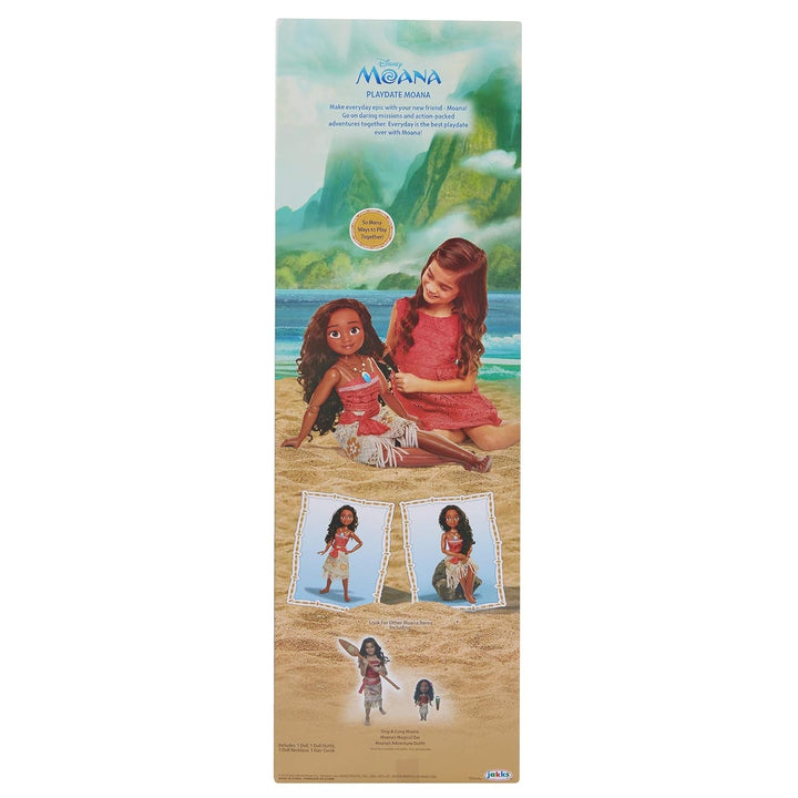 Disney Princess Vaiana, păpușă de joacă înaltă de 80 cm de la Jakks Pacific, păpușă mobilă, cu perie pentru a-și pieptăna buclele ondulate, rochie inspirată de film, colier detașabil cu pandantiv