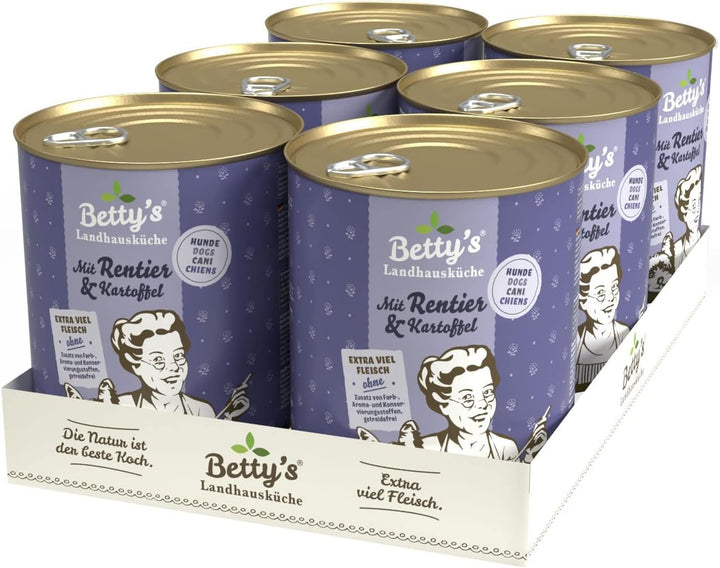 Betty'S Landhausküche cutie de hrană umedă pentru pisici, Fără cereale, Cea mai bună calitate, Carne de înaltă calitate, Gently cooked, Potrivit pentru toate rasele de pisici, Pui și fazan cu ulei de borangic 6 X 200 G