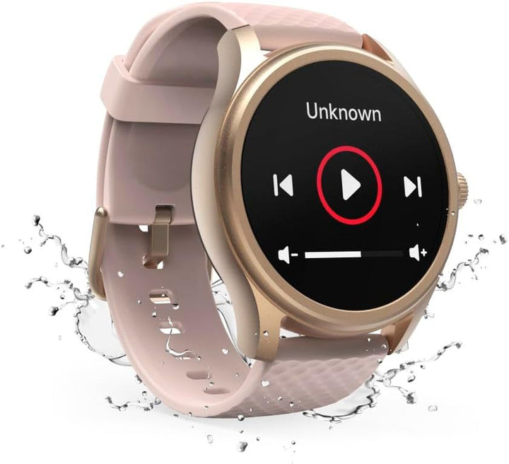 Hama Smartwatch (ecran color de 1,38", funcție telefon, Whatsapp, e-mailuri etc., asistent vocal, rezistent la apă, monitor de somn, 100 de sporturi + ritm cardiac, oxigen din sânge, calorii etc.) rosé