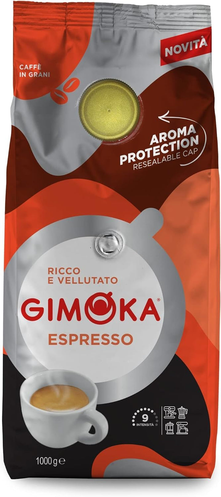 Gimoka – Kaffeebohnen – 1 Kg – Gran Bar Mischung – Intensität 12 – Hergestellt in Italien – 1Kg Packung