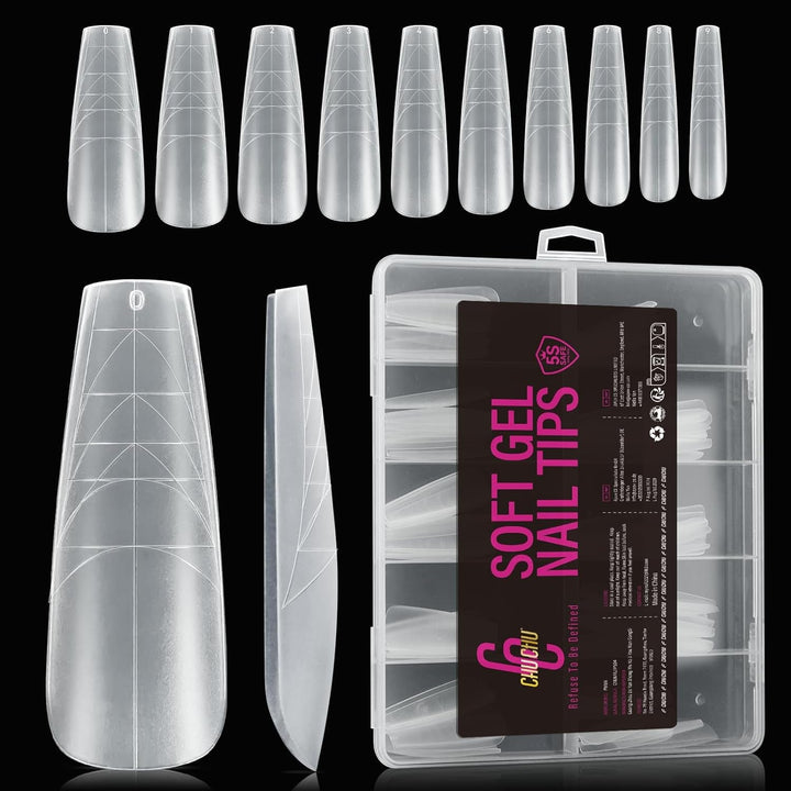 504 bucăți Tipuri de unghii Gel Ballerina Medium: Tipuri de unghii pentru unghii cu gel Unghii false din PMMA Extensii de unghii, unghii artificiale, 12 mărimi