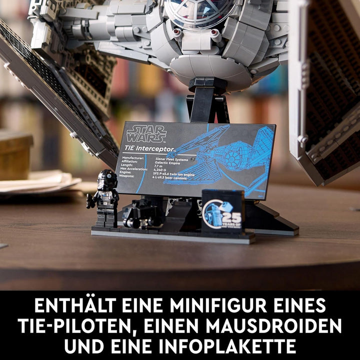 LEGO Star Wars Tie Interceptor, set de construcție creativă din seria Ultimate Collector pentru adulți, model de cărămidă Starfighter, cadou pentru fani, piesă de colecție, set Ucs 75382