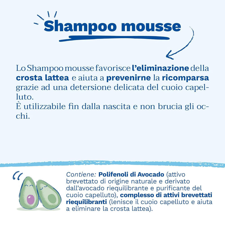 Șampon mousse pentru cruste de lapte, păr, bebeluși, copii, întreaga familie - Ajută la îndepărtarea crustă de lapte, curățare delicată, fără usturime (150ml)