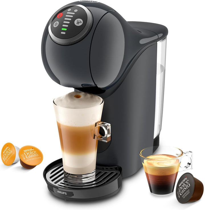 NESCAFÉ Dolce Gusto Genio S plus de Krups, Espressor compact cu capsule, Capacitate 0,8 litri, 1500 wați, Avertizare automată de detartrare, Cosmic Gray, KP340B