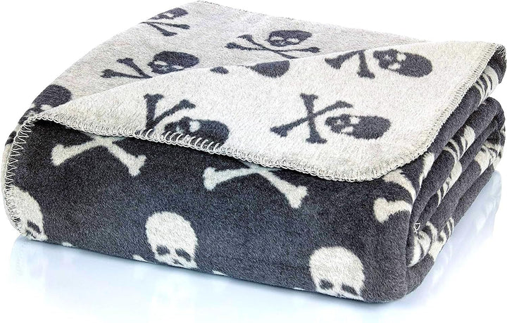 Glart pătură cuddly Grey Skulls XL 150X200 Cm, pătură din lână moale și caldă Extra Fluffy ca pătură pentru canapea pătură pentru canapea, pătură confortabilă pentru living, pluș pentru canapea Throw Paturi si Cuverturi Glart Titlu implicit