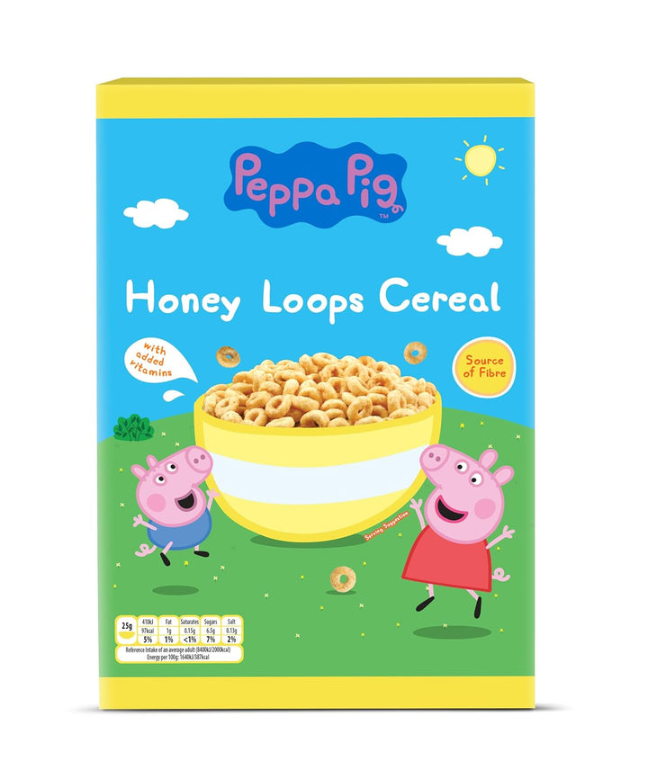 Peppa Pig Honey Loops Cereal, Knusprige Vollkorn Frühstückscerealien Mit Zugesetzten Vitaminen, 1Er Pack (1 X 375G)