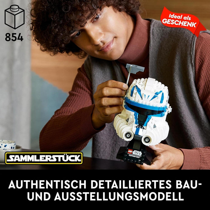 LEGO 75349 Star Wars Captain Rex Helmet Set, modelul Clone Wars de colecționat pentru adulți, seria 2023, piesă suvenir și idee de cadou