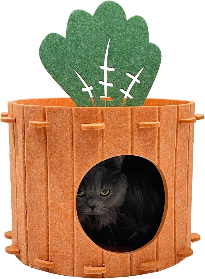 Paturi versatile pentru pisici, semi-curgătoare, cu morcovi, glisoare confortabile din pâslă pentru interior și exterior, paturi relaxante pentru pisici Carnation