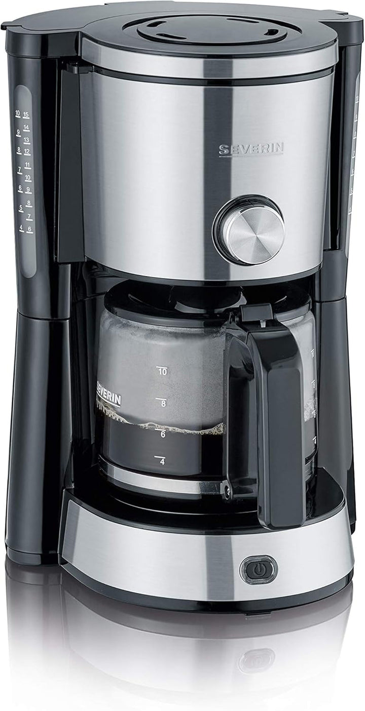 SEVERIN Cafetiera "Tip" cu ulcior de sticlă, cafea aromată, preparată rapid și silențios cu cafetiera pentru până la 10 cești, filtru de cafea, negru, KA 4815