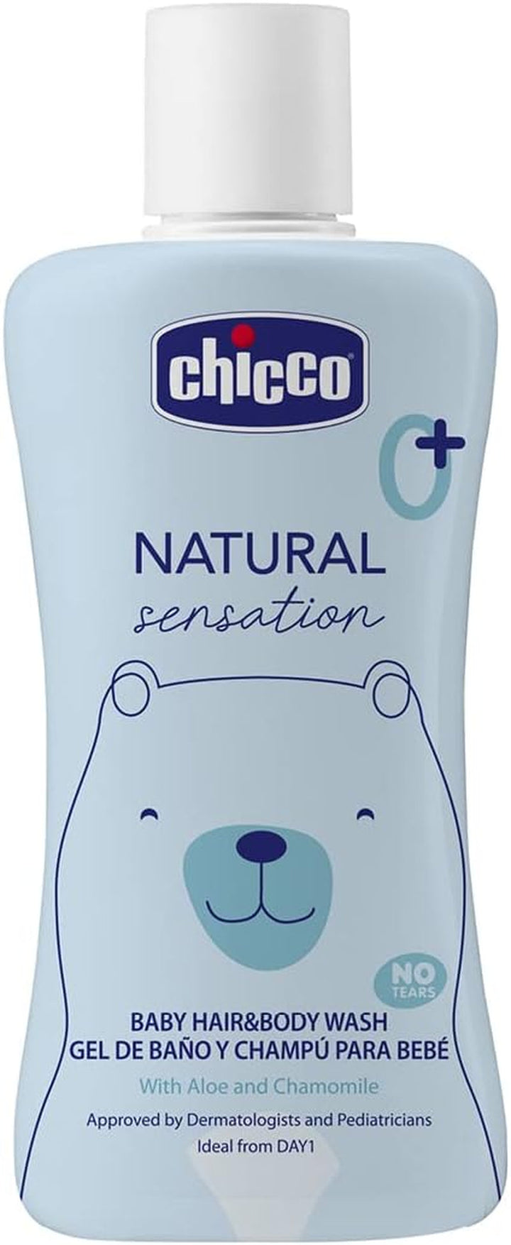 CHICCO NATURAL SENSATION - SET 2: 1 ȘAMPON ȘI BAIE - FĂRĂ USCARE 200 ML, 1 CREMĂ DE SCHIMBARE 4ÎN1 100 ML