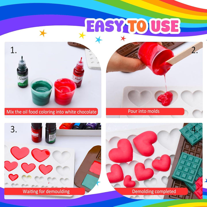 Fettlösliche Lebensmittelfarbe Für Schokolade - Regenbogen Farben Ölbasis Lebensmittelfarben Für Fondant, Torten Dekoration, Backen - Flüssige Food Coloring Für Kakaobutter, Buttercream - 12G Je