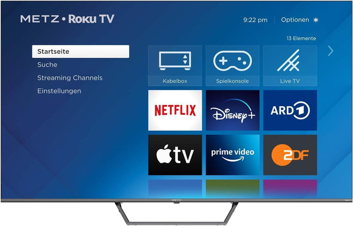 METZ Blue Roku TV, HD Smart TV, 32 Zoll, 80 Cm, Fernseher Mit Triple Tuner, WLAN, LAN, HDMI, USB, 32MTD3011Z, Schwarz