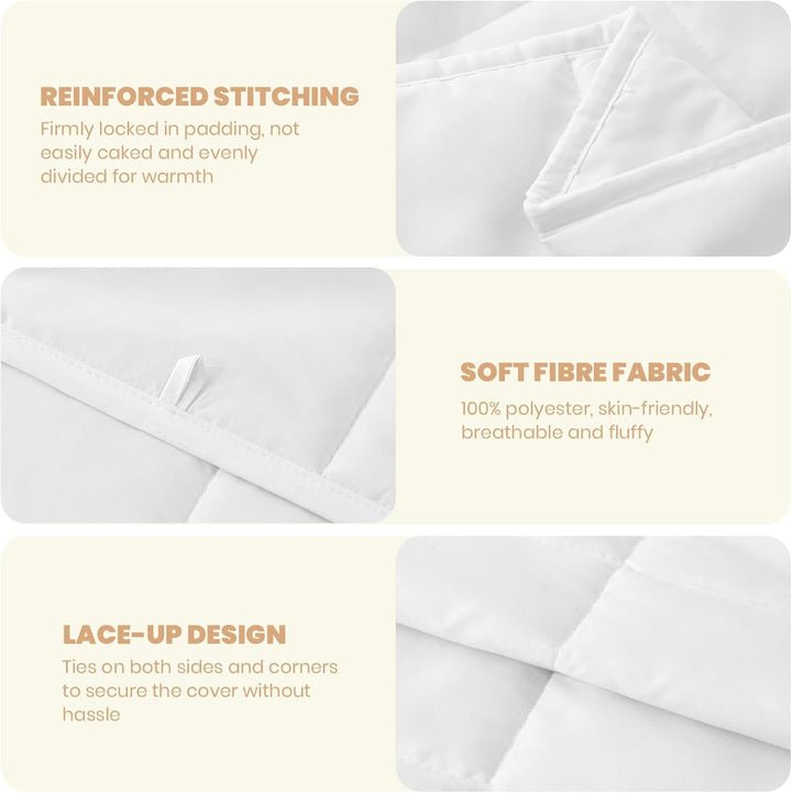 Good Nite Double Duvet, 4.5 Tog, Summer Duvet, Double Duvet, White, Quilt, Poliester, Soft And Lightweight And Machine Washable With Corner Bands (Double Bed 200 X 200 Cm)