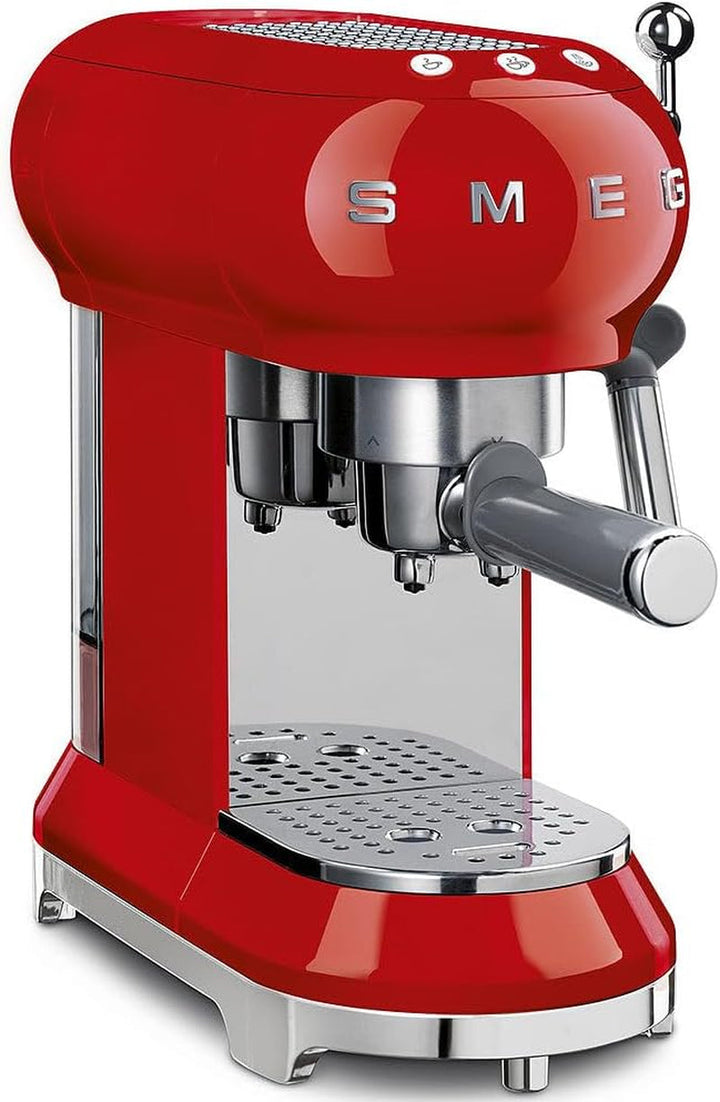 Espressor manual Smeg, ECF01PBEU, sistem cappuccino, termobloc, capacitate mare a ceștilor și funcție dublă de cafea, rezervor de apă de 1 l, dimensiuni compacte, 1350 W, albastru pastel