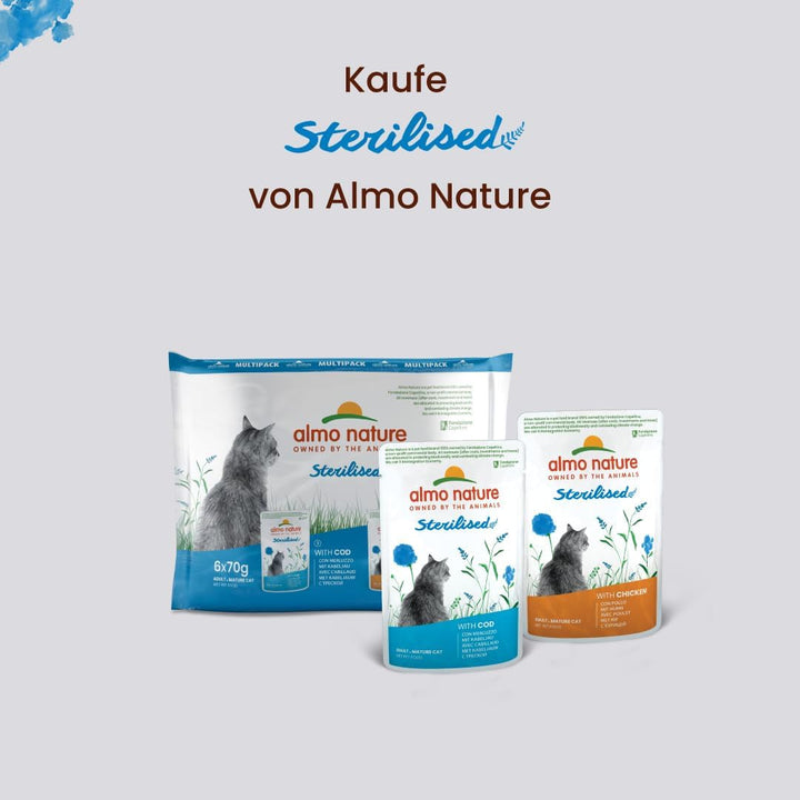 Almo Nature Holistic Sterilised - Hrană umedă pentru pisici sterilizate - Cu ton - 70G, pachet de 30