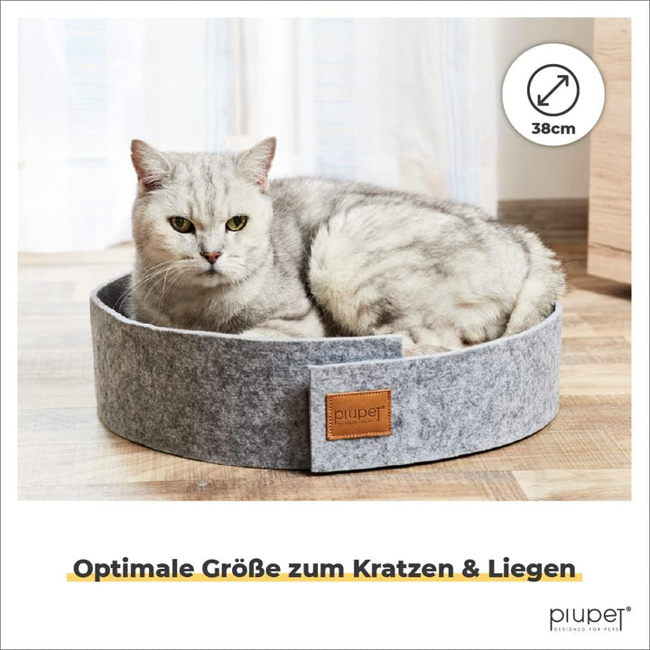 Piupet® Scărpitor pentru pisici I Diametru 38 cm I Scărpitori elegante cu aspect de fetru I Scărpitor extra rotund pentru pisici | Stâlp de zgâriat pentru pisici | Covoraș de zgâriat pentru pisici | Scărpitor pentru pisici