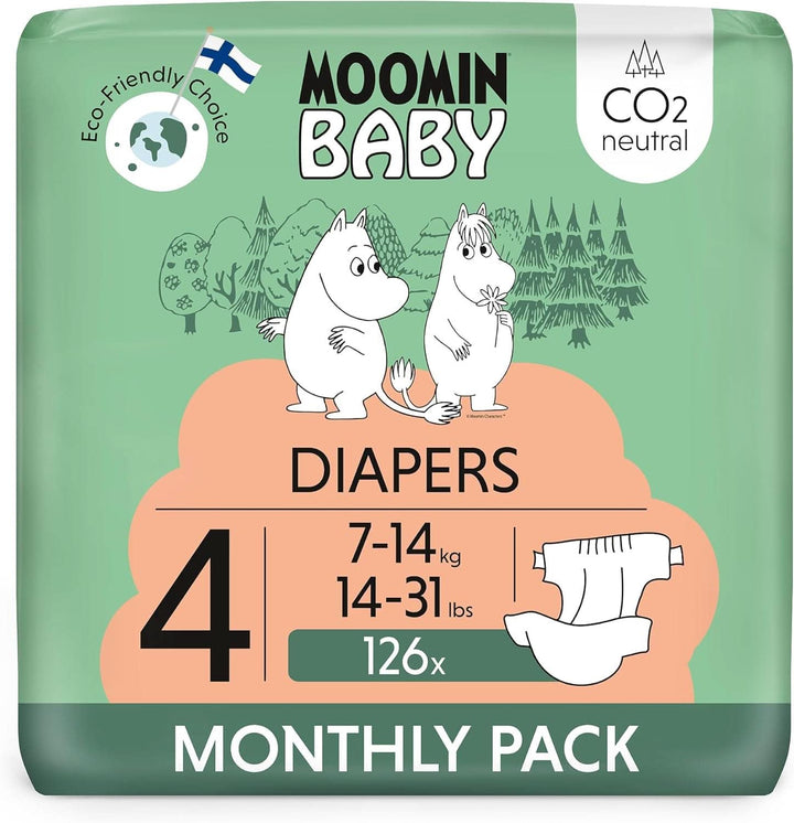 Muumi Baby Newborn Eco Nappies mărimea 1, 2-5 kg, 25 bucăți, scutece premium moi cu indicator de umezeală 