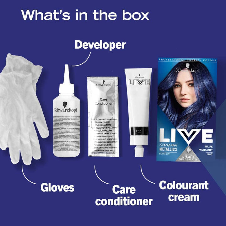 Schwarzkopf LIVE U67 Blue Mercury, 100 ml Vopsea pentru par Naty Shop