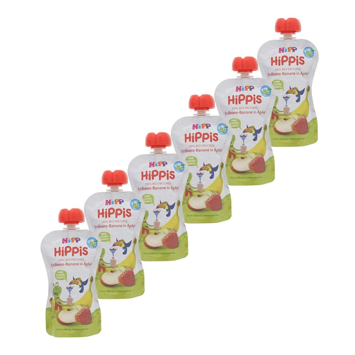 Hipp Super-Hippis Quetschbeutel, Granatapfel-Acerola in Apfel-Himbeere, 100% Bio-Früchte Ohne Zuckerzusatz, 6 X 100 G Beutel