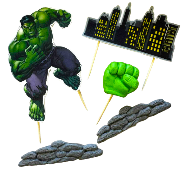 Set 5 decorazioni commestibili, Hulk