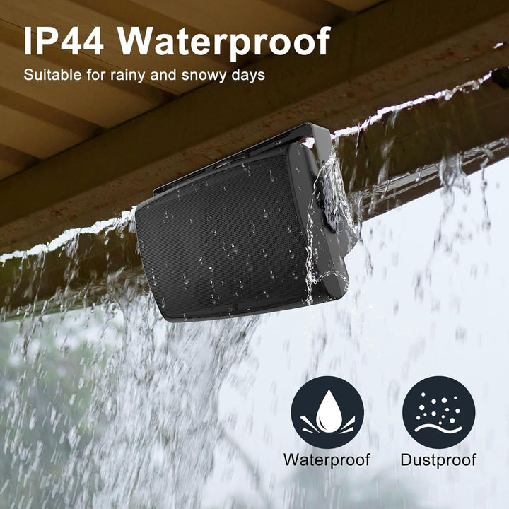 STUDIOFINIX Bluetooth Lautsprecher Im Freien, 6.5 Zoll Paar Wandhalterung Wasserdicht Für Innen/Außen, 400W (Schwarz)