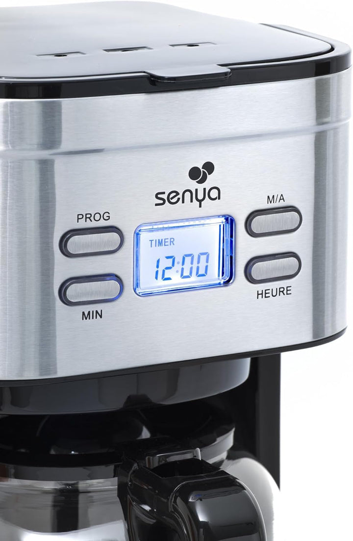 Espressor SYBF-CM019, oțel inoxidabil, 1,5 litri, negru/oțel inoxidabil