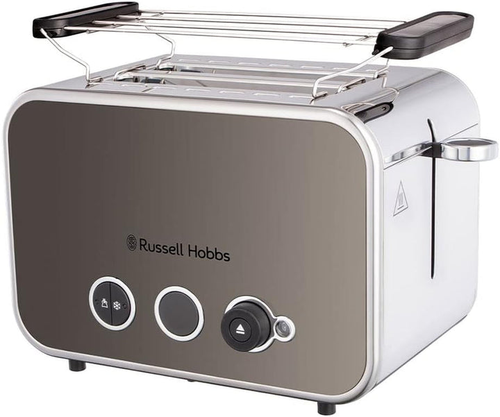 Espressor Russell Hobbs [Portafiltru] Distinction Oțel Inoxidabil Titan (15 bar, inserție pentru 1 și 2 căni, tampoane ESE, dozare automată și opțiune manuală, duză de abur pentru apă fierbinte și spumă de lapte) 26452-56