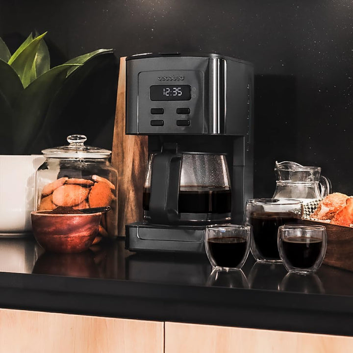 Espressor Cecotec Coffee cu 56 de ore de funcționare, 800 W, programare cafea, oțel inoxidabil, ecran LCD, protecție anti-picurare, capacitate 1,3 l, 12 cești, oprire automată, rezervor cu fereastră