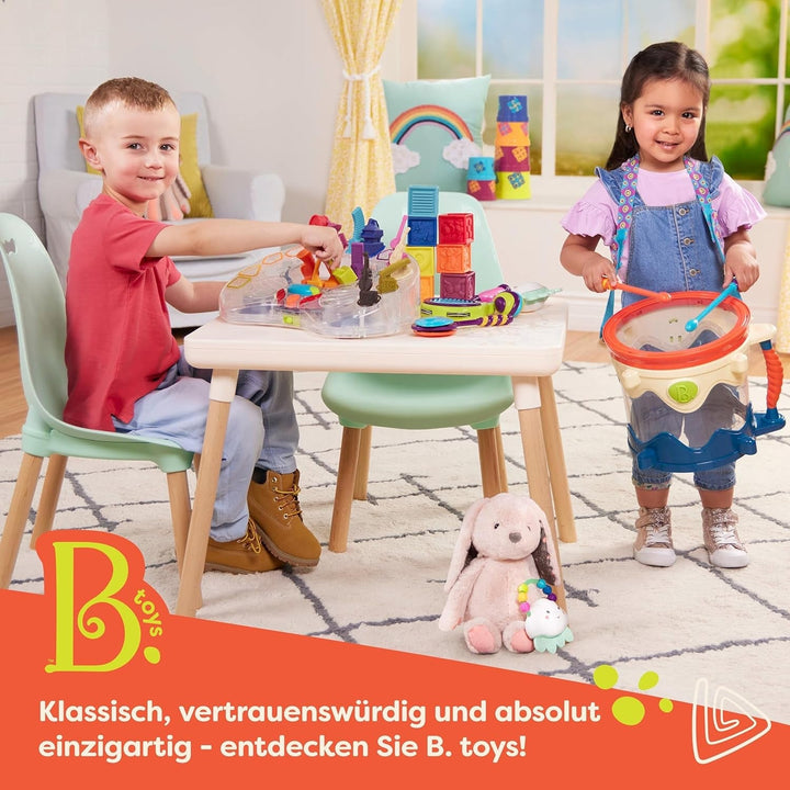 B. toys Set de jucării pentru copii cu jucărie de pluș zebră, inel de dentiție, blocuri de construcție moi și bile - set cadou de jucării pentru abilități motorii pentru nou-născuți de la 0 luni Jucarii Bebe Naty Shop