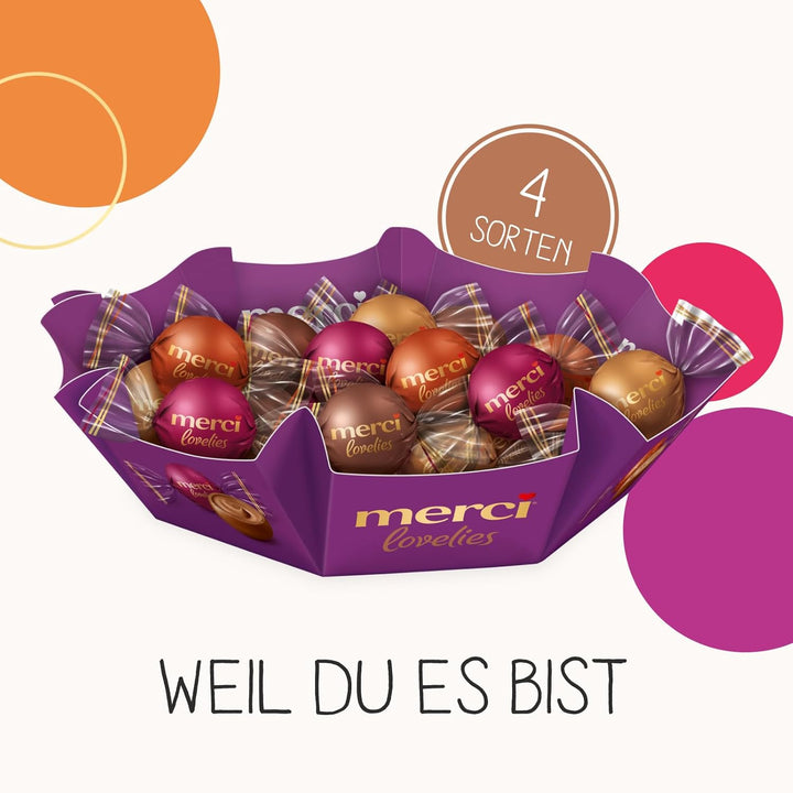 Merci Lovelies Creamy – 1 X 185G – Pralinenmischung Mit Gefüllten Schokoladen-Spezialitäten