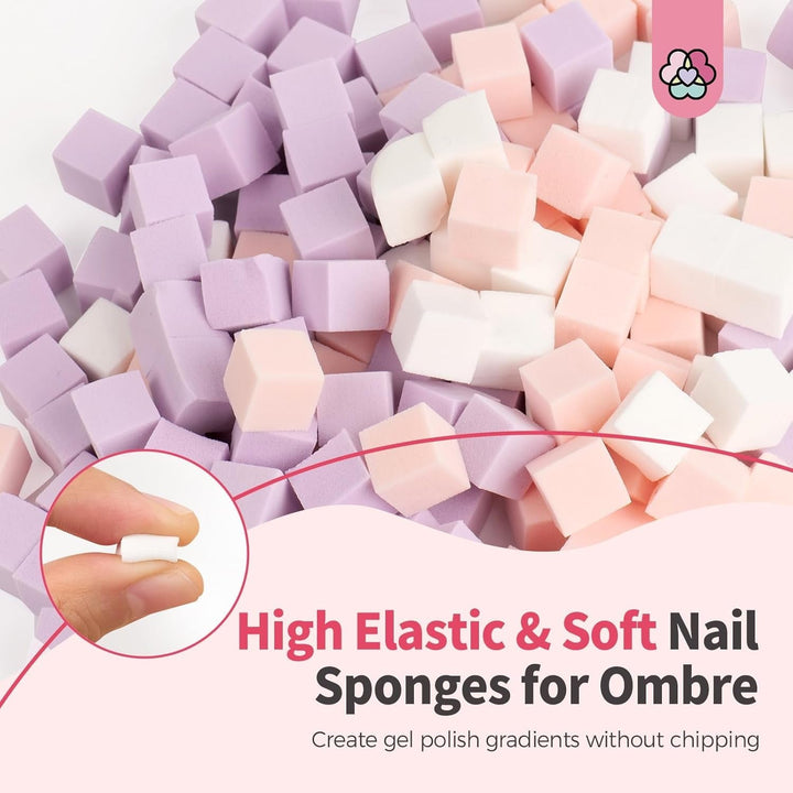 125 Nail Art Schwämme Und 4 Krallen Nail Sponge Metallgreifer Für Ombre Und Gradient Nageldesign, Nagelkunst-Schwamm Pinsel, Maniküre Zubehör Für Nägel, Nail Art Schwämme Für Babyboomer Effekte DIY
