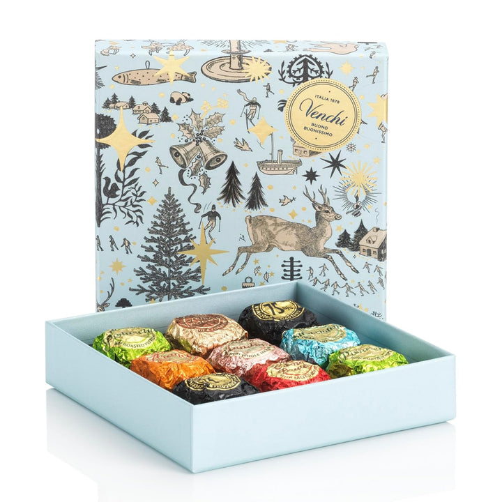 Venchi – Weihnachtskollektion – Geschenkbox Mit Verschiedenen Schokobarren-Und Chocoviar-Pralinen, 294 G – Mit Igp-Piemont Haselnuss – Geschenkidee – Glutenfrei