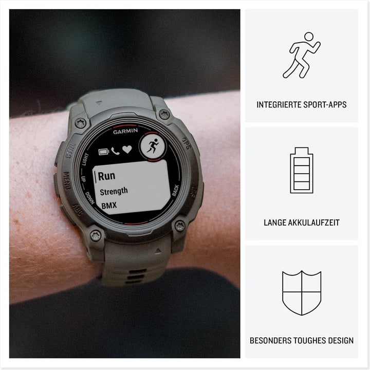 Garmin Instinct E 45mm - Smartwatch GPS rezistent la apă, cu design robust, cu ecran de 1,2" pentru utilizare în aer liber, alergare, ciclism și multe altele - cu măsurare a ritmului cardiac, navigare precisă și numeroase funcții inteligente