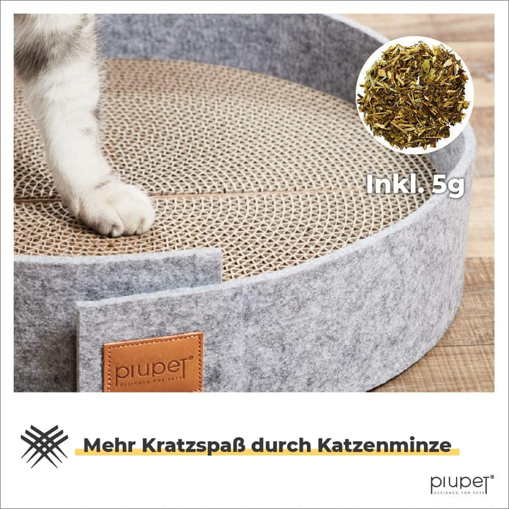Piupet® Scărpitor pentru pisici I Diametru 38 cm I Scărpitori elegante cu aspect de fetru I Scărpitor extra rotund pentru pisici | Stâlp de zgâriat pentru pisici | Covoraș de zgâriat pentru pisici | Scărpitor pentru pisici