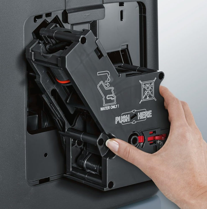 Aparat de cafea complet automat SIEMENS EQ6 plus S300 TE653501EN, Pentru multe specialități de cafea, spumă de lapte, râșniță ceramică, funcție de cupă dublă, anticalcar, curățare automată cu abur, 1500 W, Argint