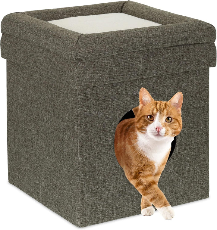 Relaxdays Peșteră Pliabilă pentru Pisici, Bancă Rezistentă, Mobilier de Interior pentru Pisici, Ascunziș pentru Animale de Companie, ÎxLxA: 38,5 x 74,5 x 37 cm, Bej, 1 Bucată