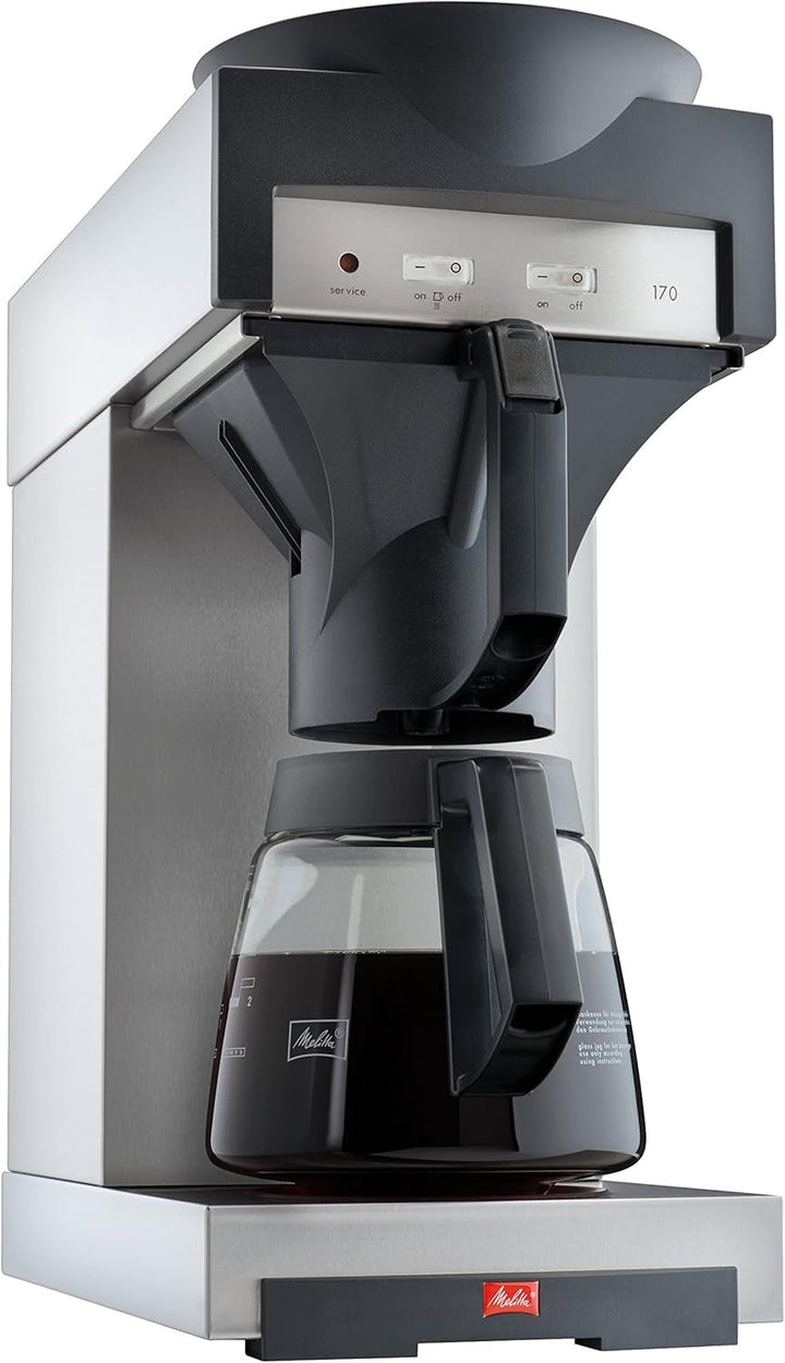 Melitta 20348 Cafetiera cu filtru Cu ulcior de sticlă, 1,8 L, placă de încălzire, 17M, oțel inoxidabil / negru ,