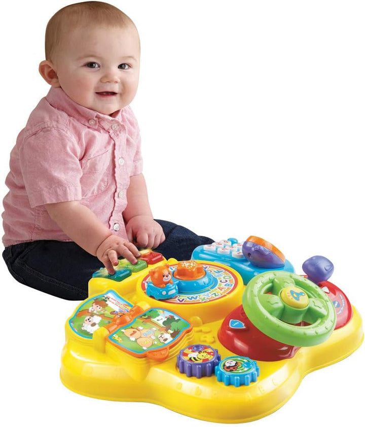 Jucărie de cale ferată VTech ABC, colorată, germană și masă de joacă pentru copii - masă de joacă colorată pentru copii cu 6 terenuri de joc și elemente interactive Jucarii Bebe Naty Shop