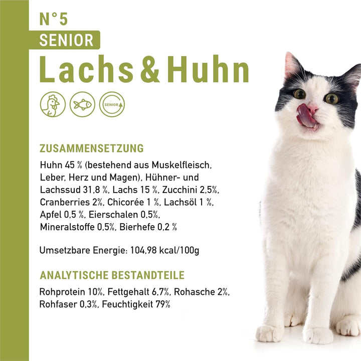 Hrană umedă pentru pisici Catz Finefood Senior Collection - Hrană umedă premium pentru pisica dumneavoastră senior - fără cereale, fără zahăr, conținut ridicat de carne, vitamine și minerale (cutie 6 X 200G)