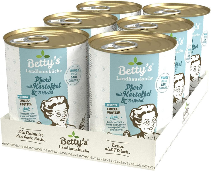 Betty'S Landhausküche cutie de hrană umedă pentru pisici, Fără cereale, Cea mai bună calitate, Carne de înaltă calitate, Gently cooked, Potrivit pentru toate rasele de pisici, Pui și fazan cu ulei de borangic 6 X 200 G