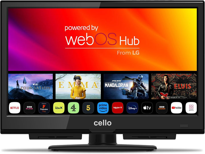 Cello C2224WSH 22" Zoll Full HD SMART Rahmenloser TV Triple Tuner (DVB-C/-S2/-T2) Bluetooth Webos by LG Pitch Perfect Lautsprecher Disney+ Netflix Kleine Räume [2024]
