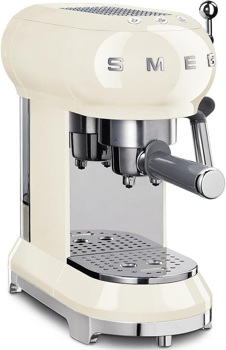 Espressor manual Smeg, ECF01PBEU, sistem cappuccino, termobloc, capacitate mare a ceștilor și funcție dublă de cafea, rezervor de apă de 1 l, dimensiuni compacte, 1350 W, albastru pastel