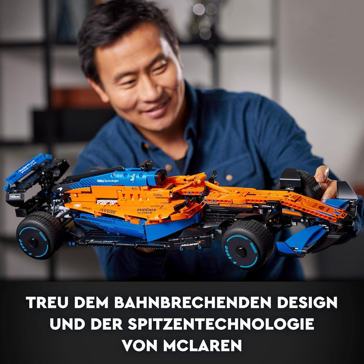 Lego Technic Mclaren Formula 1 Racing Car - Model F1 pentru adulți cu motor V6 și direcție - Cadou pentru fanii și colecționarii sporturilor cu motor - 42141
